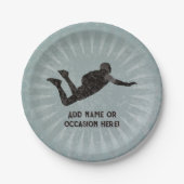 スカイダイバーアクションヒーロー – 堅牢なスチール独自の文字 ペーパープレート (正面)