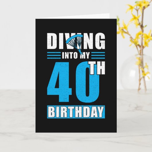 スカイダイバーギフト40歳の誕生日 カード (黄色い花)