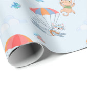 スカイダイバー猫シームレスパターン ラッピングペーパー (ロールコーナー)