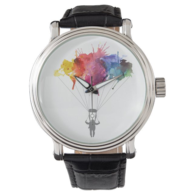 スカイダイバー、パラシュート。スカイダイビングスポーツ。パラシュート 腕時計 (正面)