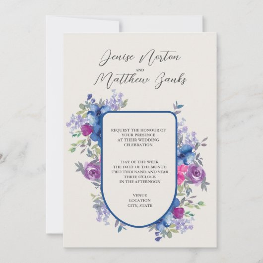 スカイダイバー ブルーとスノー ホワイトのウェディング招待状 招待状 (正面)