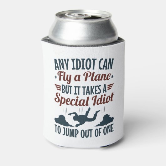 スカイダイビおもしろいングどんな馬鹿でも飛行機ジャンプを飛べる 缶クーラー (缶裏面)