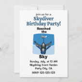 スカイダイビングが空に到達 スカイダイバー 誕生日パーティー 招待状 (正面)