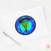 スカイダイビングの地表ビュー 楕円形シール (封筒)