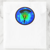 スカイダイビングの地表ビュー 楕円形シール (バッグ)