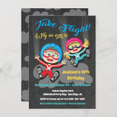 スカイダイビングの誕生日パーティーの招待 招待状 (正面/裏面)