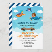 スカイダイビングの誕生日パーティーの招待 招待状 (正面/裏面)