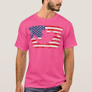 スカイダイビングアメリカ国旗のパラシュートのスカイダイビング Tシャツ