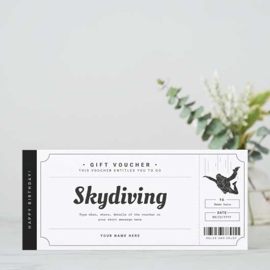 スカイダイビングギフトチケット伝票証明書 (スタンド正面)