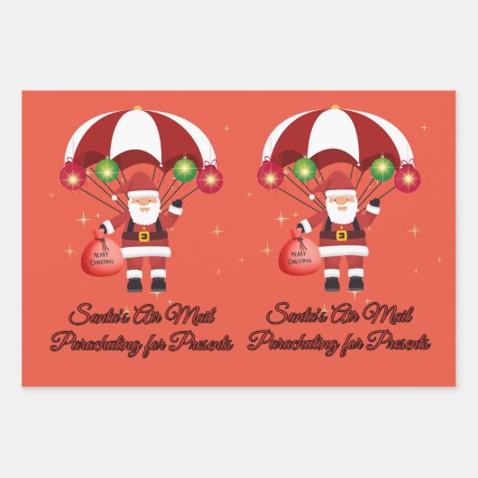 スカイダイビングサンタパラシュートエアメール ラッピングペーパーシート (正面3)
