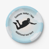 スカイダイビングジャンプ – フリーファールポーズ – 任意の文字スローガン ペーパープレート (正面)