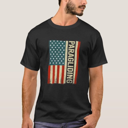 スカイダイビングスカイダイバーパラグライダー米国国旗P Tシャツ (正面)