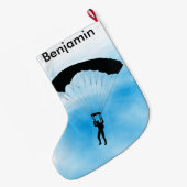 スカイダイビングデザインラージクリスマスストッキング ラージクリスマスストッキング (裏面 (吊り時))