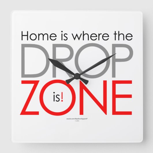 スカイダイビングドロップゾーン スクエア壁時計 (正面)