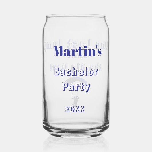 スカイダイビングバチュラーパーティおもしろいアドベンチャーテーマ ガラス缶 (正面)