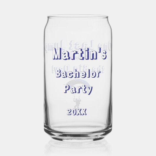 スカイダイビングバチュラーパーティおもしろいアドベンチャーテーマ ガラス缶 (正面)