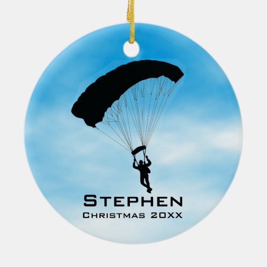 スカイダイビングパーソナライズされたパラシュートオーナメント セラミックオーナメント (裏面)