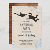 スカイダイビングパーティテーマの招待状 招待状 (正面/裏面)