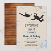 スカイダイビングパーティーのテーマ招待状 招待状 (正面/裏面)