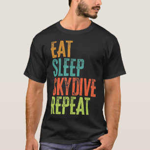 スカイダイビングレトロ食べスリープスカイダイブリピートスカイダイブ Tシャツ
