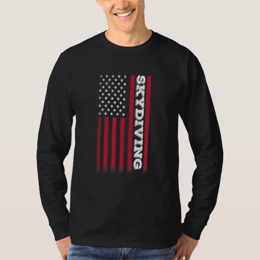 スカイダイビング アメリカ国旗 星条旗 スカイダイバー Tシャツ (正面)