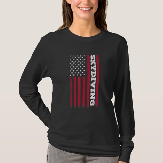 スカイダイビング アメリカ国旗 星条旗 スカイダイバー Tシャツ (正面)