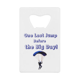 スカイダイビング バチェラーパーティー 面白いアドベンチャーテーマ クレジットカード栓抜き