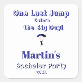 スカイダイビング バチェラーパーティー 面白いアドベンチャーテーマ スクエアシール
