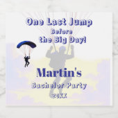 スカイダイビング バチェラーパーティー 面白いアドベンチャーテーマ スパークリングワインラベル (シングルラベル)