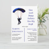 スカイダイビング バチェラーパーティー 面白いアドベンチャーテーマ 招待状 (スタンド正面)