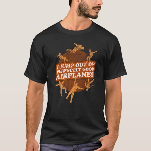 スカイダイビング+パラシュート+ユーモア Tシャツ (正面)