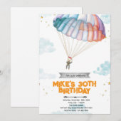スカイダイビング 誕生日パーティー 招待状 (正面/裏面)