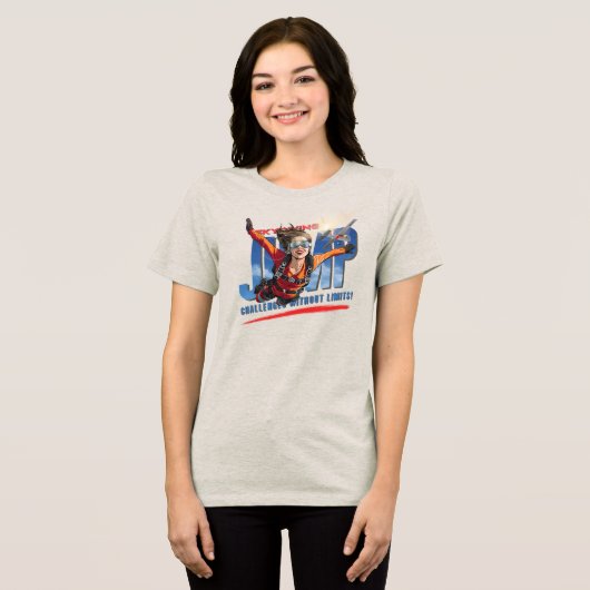 スカイダイビング-雲の上の自由を感じる | 女性向け トライブレンドＴシャツ (正面全面)