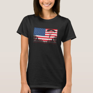 スカイダイビングUSAフラッグスカイダイバーパラシュートBASEジャンプPl Tシャツ