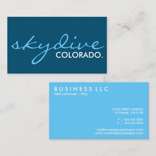 スカイダイブの場所。(色のカスタマイズ可能) 名刺 (正面/裏面)