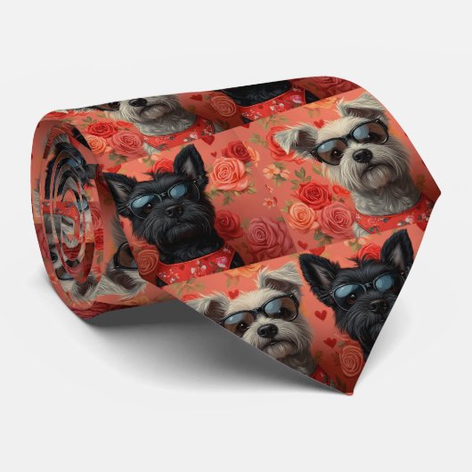 スカイテリアとハートバラバレンタインデー ネクタイ (ロール)