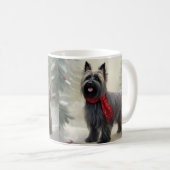 スカイテリアの犬と雪のクリスマス コーヒーマグカップ (正面右)