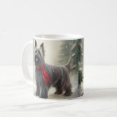 スカイテリアの犬と雪のクリスマス コーヒーマグカップ (正面左)