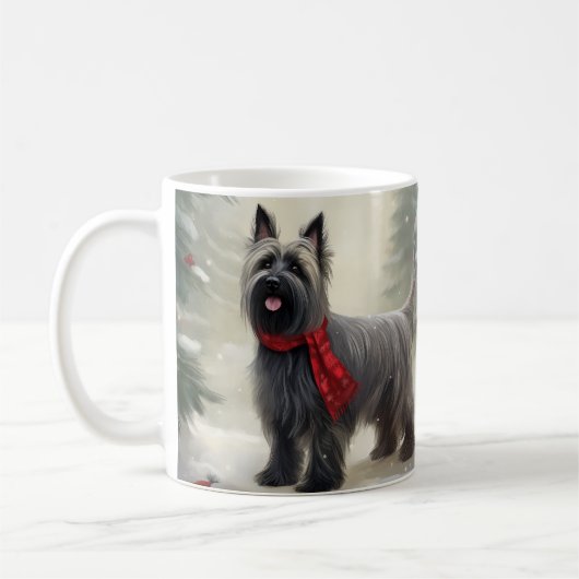 スカイテリアの犬と雪のクリスマス コーヒーマグカップ (左)