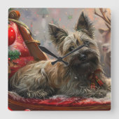 スカイテリアの犬のクリスマスのお祭り スクエア壁時計 (正面)