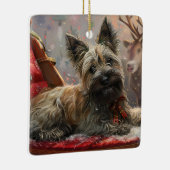 スカイテリアの犬のクリスマスのお祭り セラミックオーナメント (右)