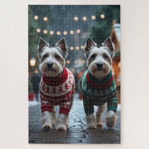スカイテリアの犬 クリスマス スノー ホリデー ジグソーパズル