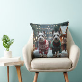スカイテリアの犬 クリスマス 雪の休日 クッション (椅子)