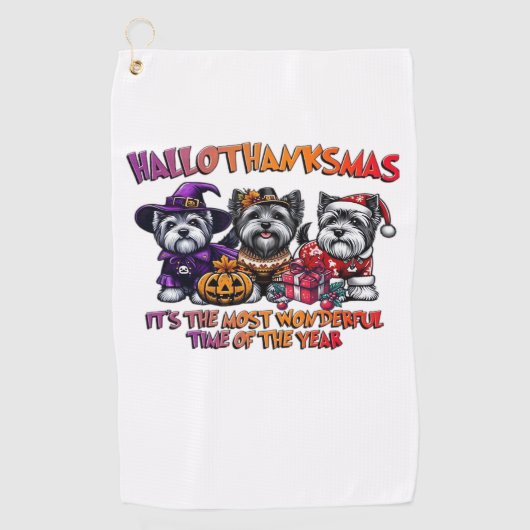 スカイテリアハロウィンサンクスギビングクリスマスクラス ゴルフタオル (正面)