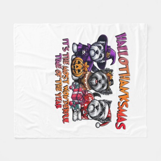 スカイテリアハロウィンサンクスギビングクリスマスクラス フリースブランケット (正面(横))