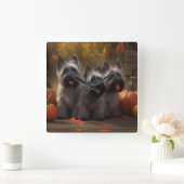 スカイテリアパピーオータムデライトカボチャ スクエア壁時計 (ホーム)