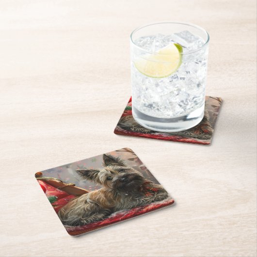スカイテリアードッグクリスマスフェスティバル スクエアペーパーコースター (インサイチュ)