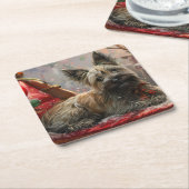 スカイテリアードッグクリスマスフェスティバル スクエアペーパーコースター (アングル)