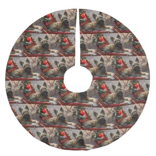 スカイテリアードッグクリスマスフェスティバル ブラッシュドポリエステルツリースカート (正面)