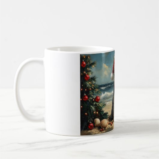 スカイテリアードッグクリスマスヴィンテージビーチ コーヒーマグカップ (左)